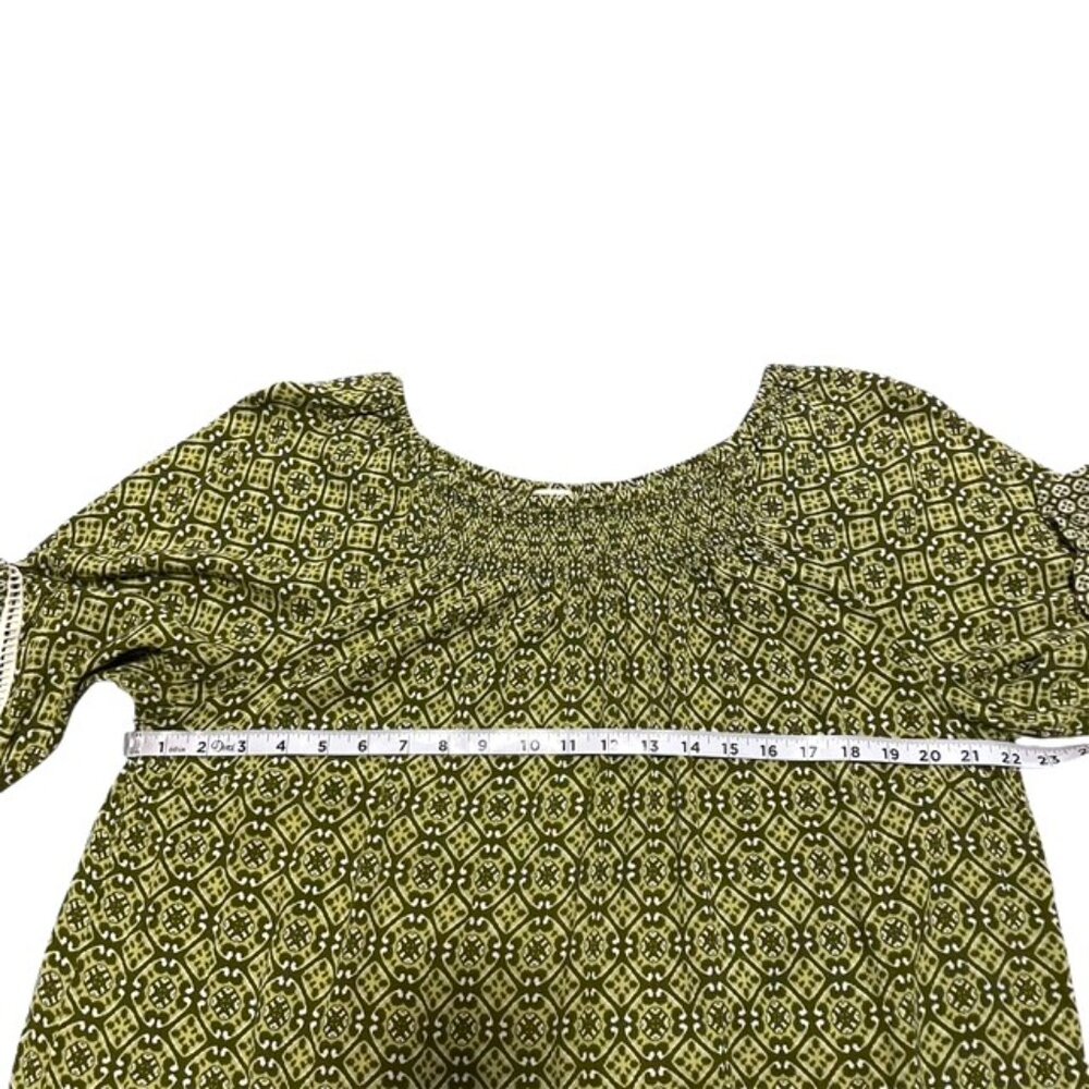 Chico's Boho Geometric Blouse Top Green Flowy Size XL - Picture 15 of 16